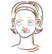 まぶたの部分を折り、下まぶたいっぱいに合わせるように顔にのせます。