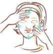 空気を内側から外側に押し出し、切り込み部分で調節して顔全体に密着させます。